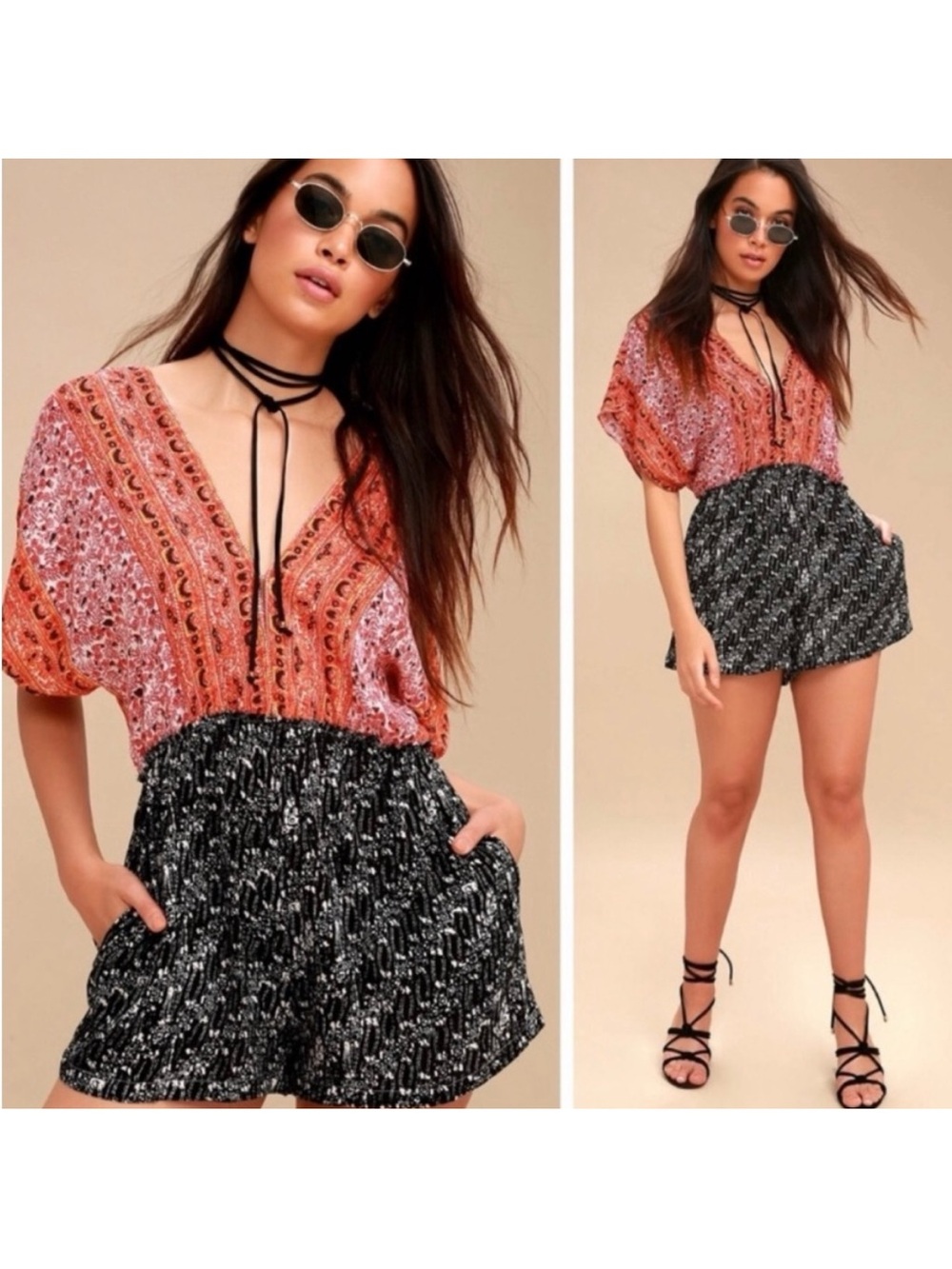 Free people Arizona romper in coral